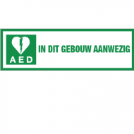 Sticker AED in gebouw aanwezig (10x30cm)